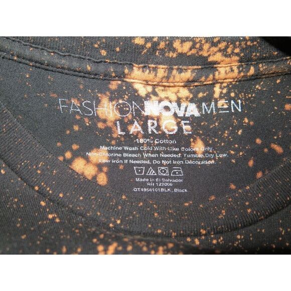 Fashion Nova Men's Sz L Black “Don’t Be A Pizza Sh*t” Bleach Splatter T-Shirt - Picture 3 of 4